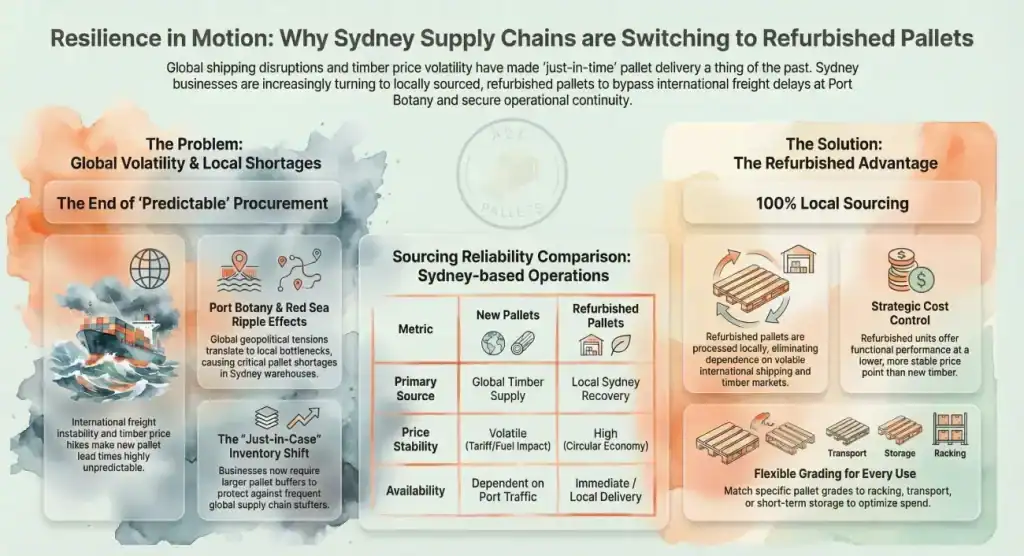 refurbished vs new pallets Sydney infographic